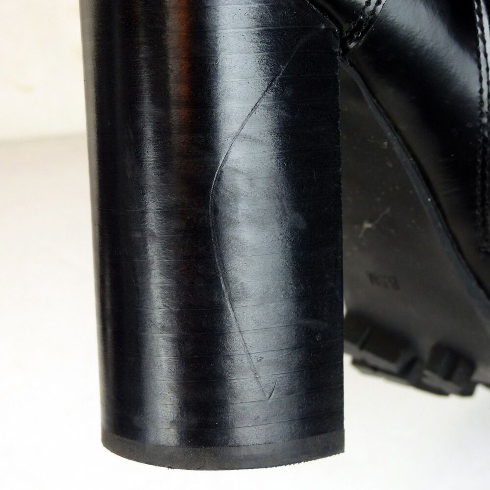 Jeffrey Campbell Legion Boot Women 8.5M Black Leather Heel Lace Zip Lug Ankle - Picture 7 of 13